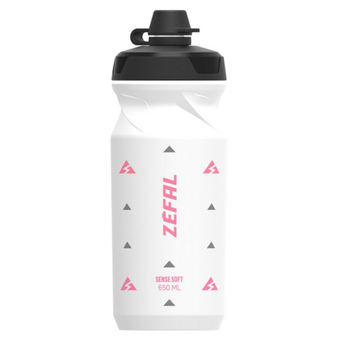 Фляга велосипедная Zefal Sense Soft 65 No-Mud Bottle, пластик, 650 мл, белый/розовый, 2023, 155R ZEFAL