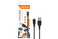 USB кабель шт.USB (A) - шт.Lightning 1,0м, 2,4A, нейлон, чёрный GP02L "GoPower"