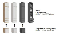 Шкаф-пенал 1 дв. 2 ящ."Челси" с антресолью (МФ "Миф", г. Пенза)
