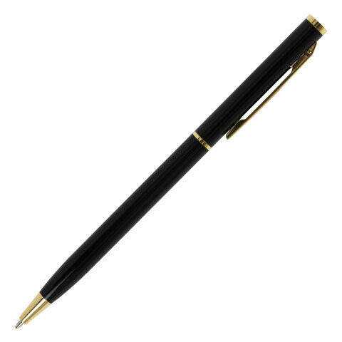 Ручка подарочная шариковая BRAUBERG Slim Black корпус черный узел 1 мм линия письма 07 мм синяя 141402