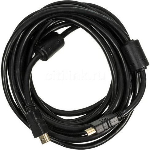 Кабель соединительный аудио-видео NingBo HDMI-5M-MG, HDMI (m) - HDMI (m), ver 1.4, 5м, GOLD, ф/фильтр, черный [hdmi-5m-