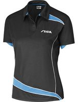 Теннисная рубашка Stiga Discovery Lady (черный-голубой), р-р XXS